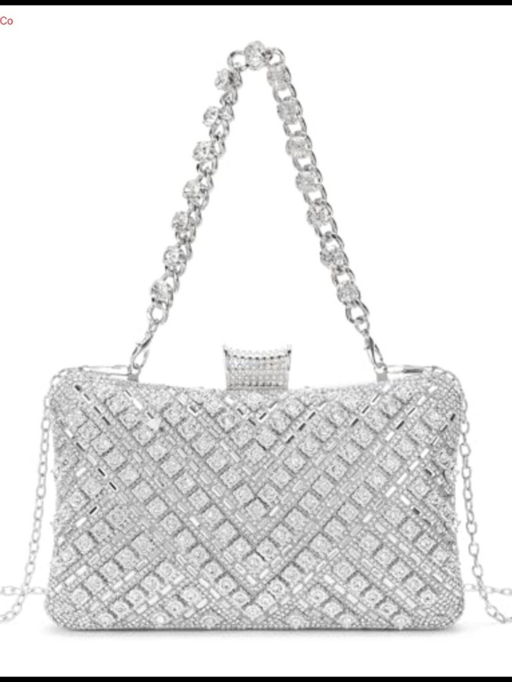 Rhinestone Clutch Purse Sparkly Evening Handbag with Detachable Chain